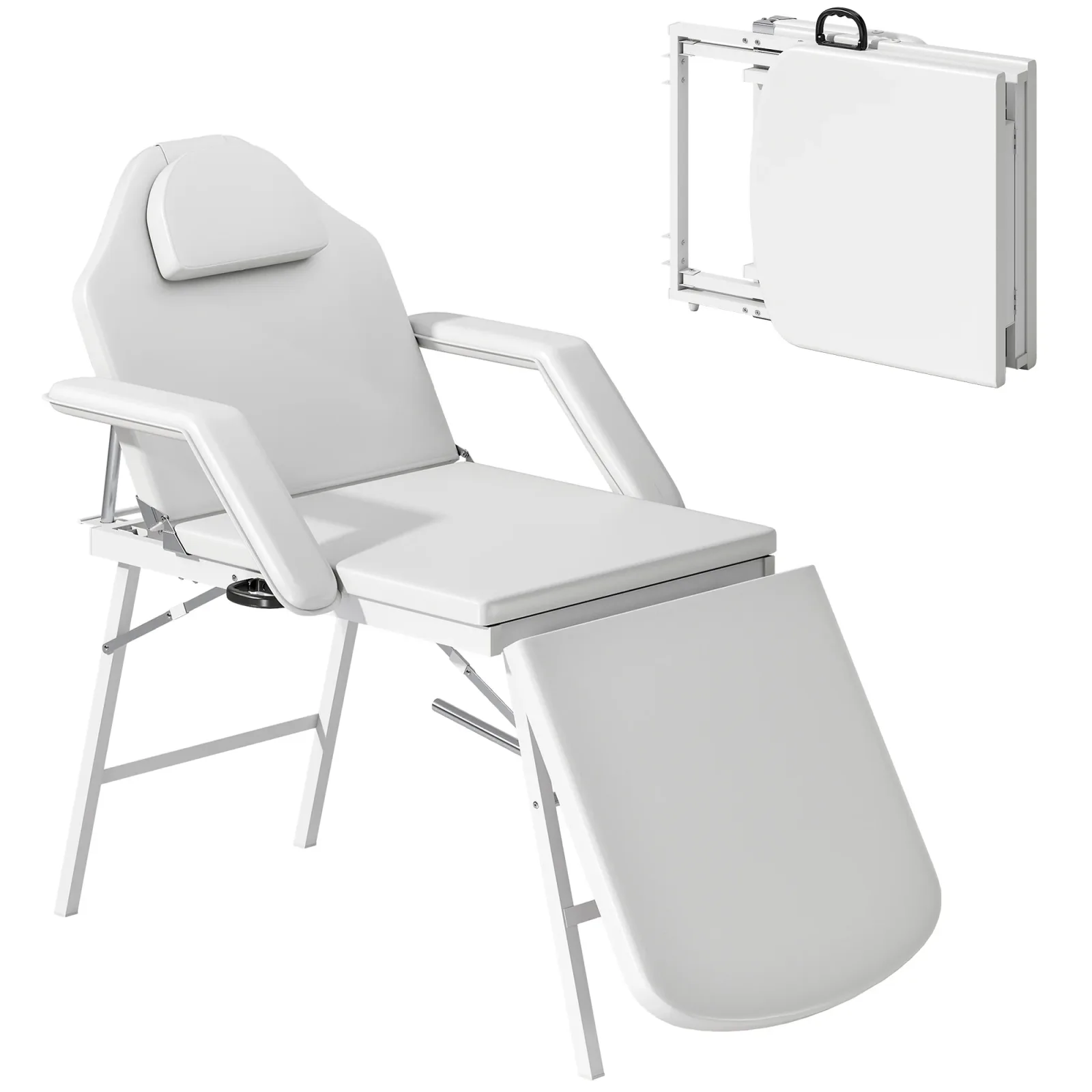 Table de massage pliable HOMCOM 3 zones, dossier réglable – Blanc